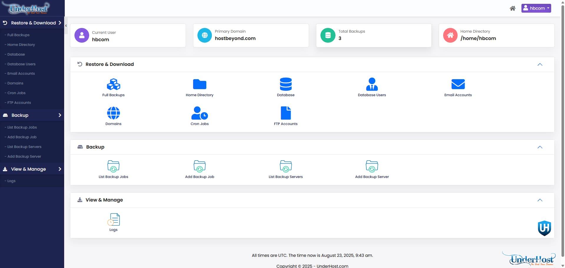 Backuply Interface in cPanel