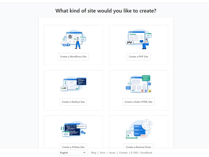 CloudPanel Website Management Screenshot